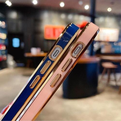 Apple iPhone 8 Kılıf Kamera Lens Korumalı Kenarları Renkli Gold Arkası Şeffaf Silikon