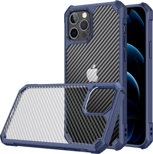 Apple Iphone 13 Pro Max Kılıf Şeffaf Karbon Desen Korumalı Kapak