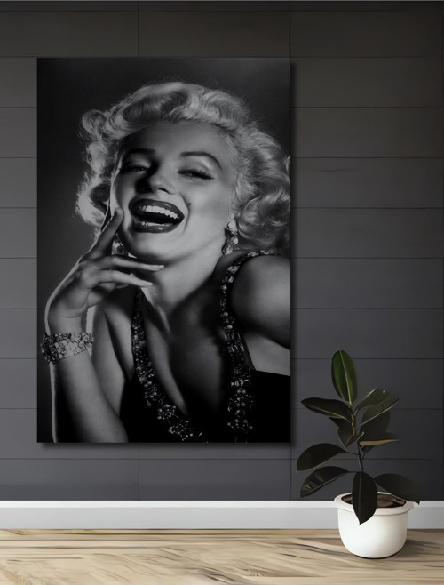 Marilyn Monroe Siyah Beyaz Ahşap Mdf Dekoratif Dikdörtgen Ev,İşyeri Duvar Tablo