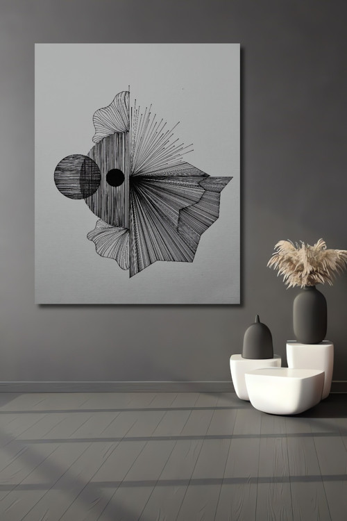 Siyah Beyaz Soyut Sanat Ahşap Mdf Dekoratif Dikdörtgen Ev,İşyeri Duvar Tablo