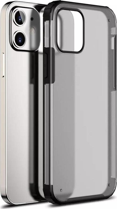 Apple iPhone 12 Kılıf Frosted Frame Siyah