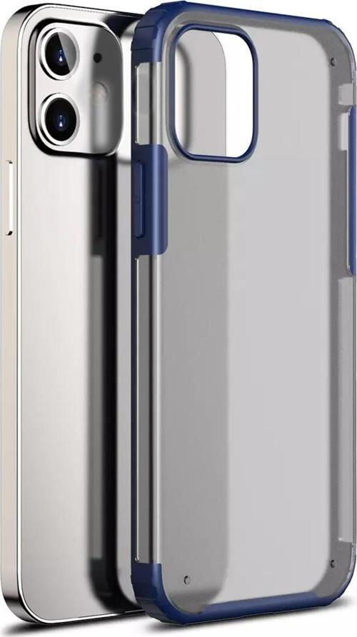 Apple iPhone 12 Kılıf Frosted Frame Lacivert