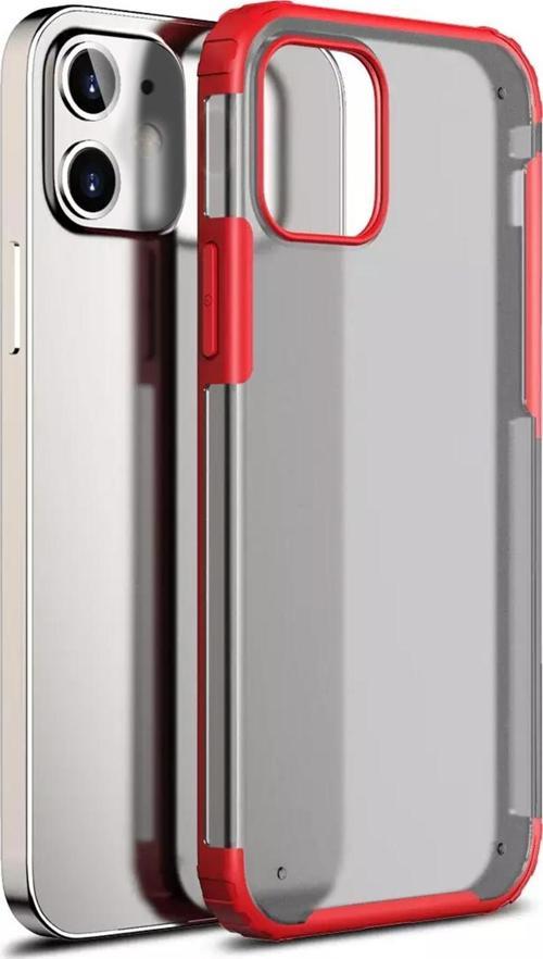 Apple iPhone 12 Kılıf Frosted Frame Kırmızı