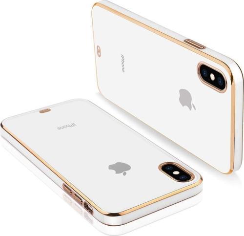 Apple iPhone XS MAX Kılıf Kamera Lens Korumalı Kenarları Renkli Gold Arkası Şeffaf Silikon
