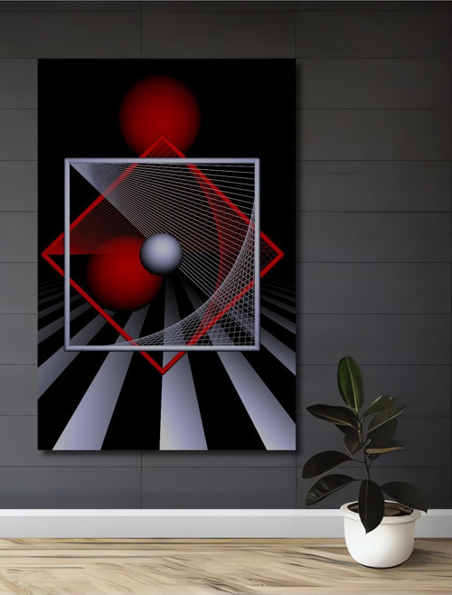 Geometrik Çizgilerle Modern Sanat Ahşap Mdf Dekoratif Dikdörtgen Ev,İşyeri Duvar Tablo