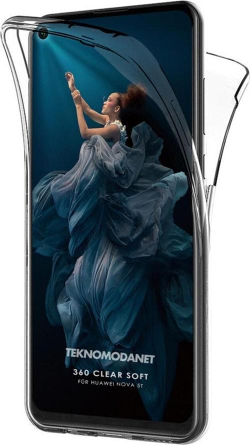 Huawei Honor 20 Uyumlu 360 Derece Kılıf Silikon Şeffaf Ön Arka