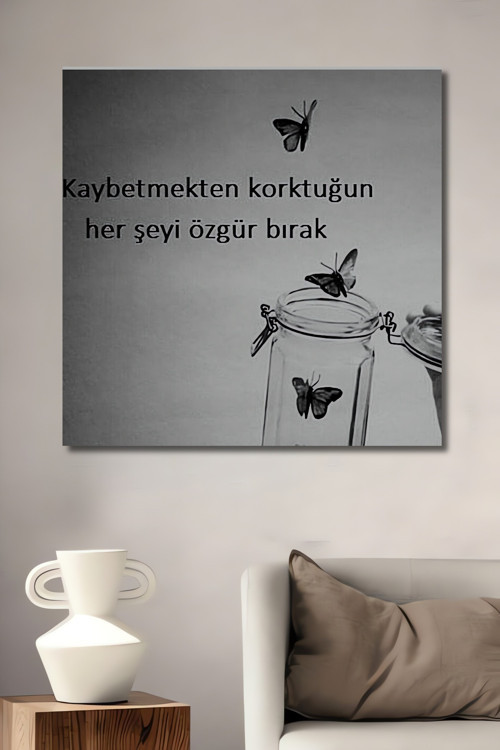 Özgür Kelebekler Dekoratif Ahşap Mdf Dikdörtgen Ev,İşyeri Duvar Tablo