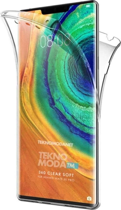 Huawei Mate 30 Pro 360 Derece Kılıf Silikon Şeffaf Ön Arka