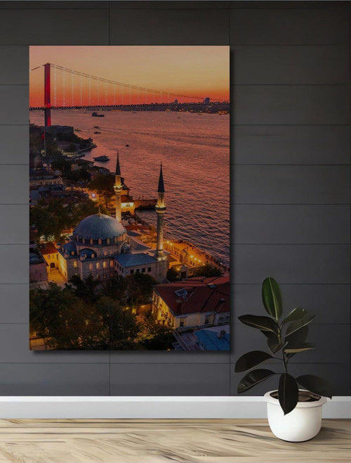 Boğaz Manzarası İstanbul Dekoratif Ahşap Mdf Dikdörtgen Ev,İşyeri Duvar Tablo