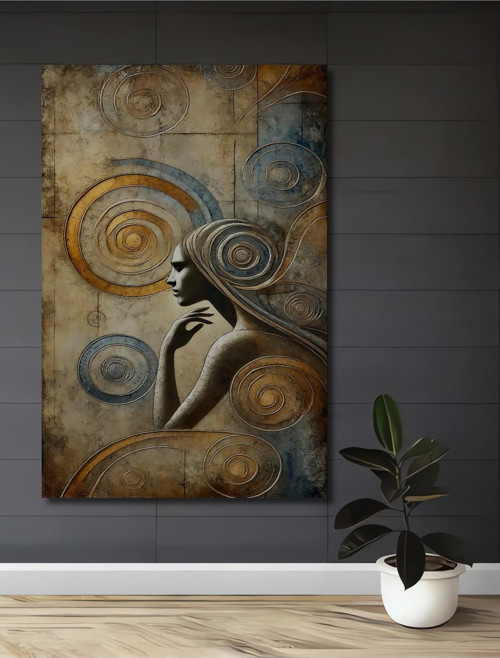 Spiral Figüratif Portre Soyut Sanat Ahşap Dekoratif Dikdörtgen Ev,İşyeri Duvar Tablo