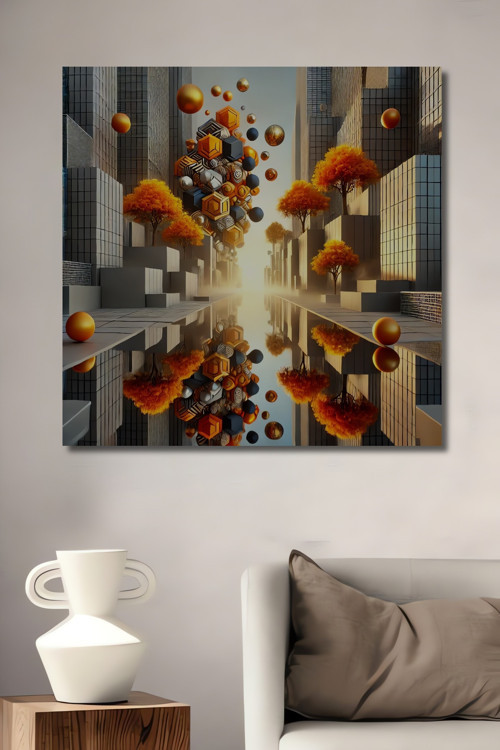 Geometrik Hayal Gücü Modern Sanat Ahşap Mdf Dekoratif Dikdörtgen Ev,İşyeri Duvar Tablo