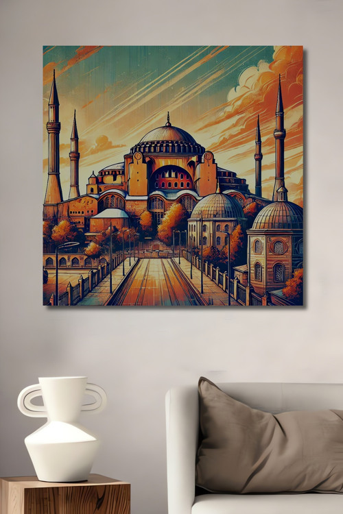 Ayasofya Modern Sanat Ahşap Mdf Dekoratif Dikdörtgen Ev,İşyeri Duvar Tablo