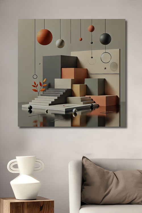 Modern Geometrik Ahşap Mdf Dekoratif Dikdörtgen Ev,İşyeri Duvar Tablo