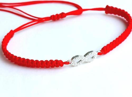 Gümüş Kırmızı İp Sonsuzluk Tasarım Saat Yanına Şans Bileklik Öğretmenler Günü Hediye