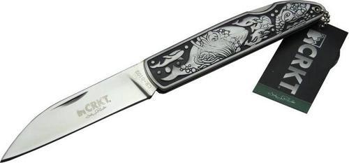 CR 0102 Kamp Çakı 20 cm - Balık Desenli Metal Sap, Kılıflı, Kutulu