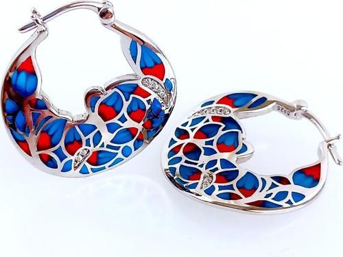 925 Ayar Gümüş Zarif Mavi Yaprak Otantik Tasarım Oval Mineli Kadın Küpe Doğum Günü Hediye