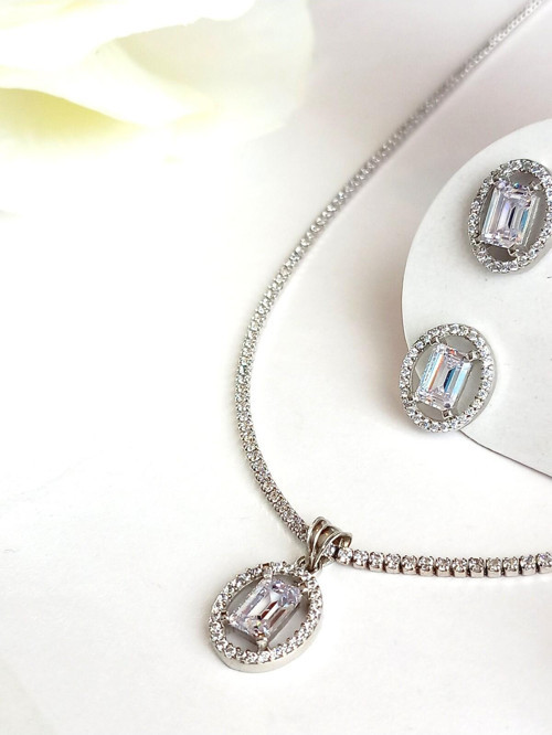 18 Ayar Altın Kaplama Baget Su Yolu Tasarım Kolye Küpe Kadın Gümüş Set Sevgililer Günü Hediye