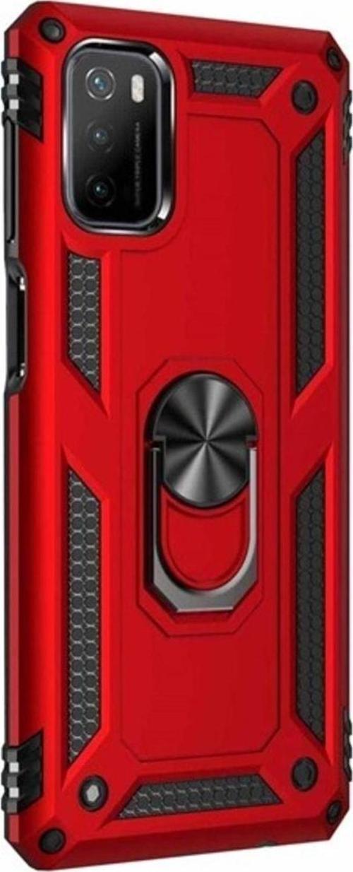 Xiaomi Poco M3 Kılıf Yüzüklü Standlı Korumalı Tank Kapak