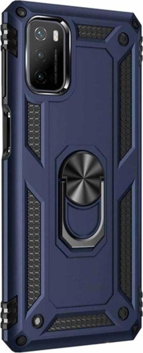 Xiaomi Poco M3 Kılıf Yüzüklü Standlı Korumalı Tank Kapak
