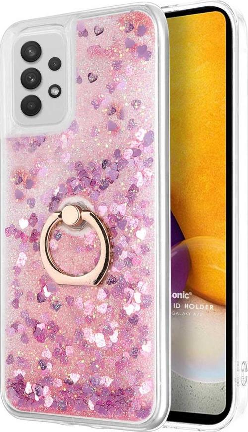 Samsung Galaxy A52 Kılıf Glitter Liquid Holder Pembe