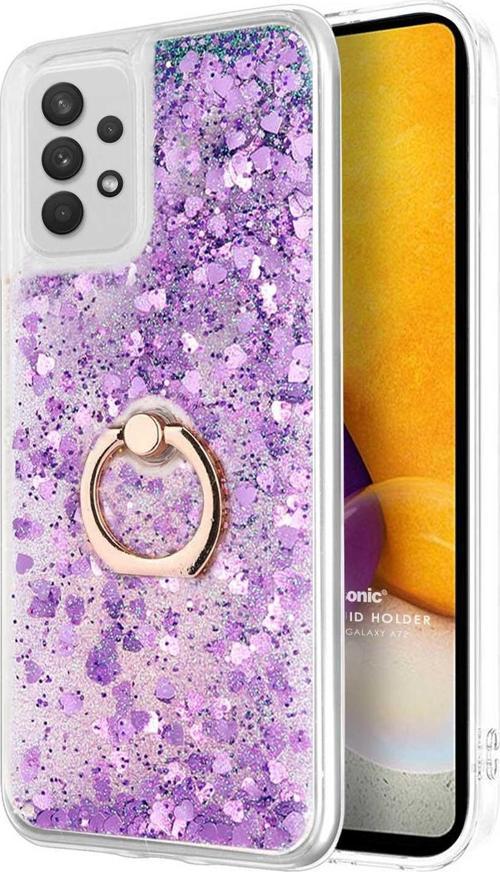 Samsung Galaxy A52 Kılıf Glitter Liquid Holder Mor