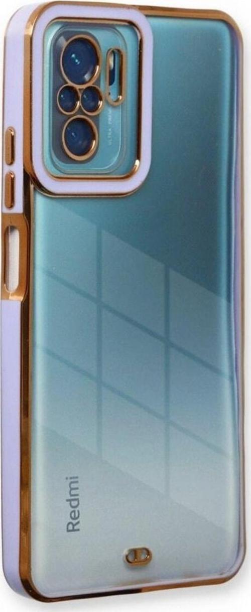 Xiaomi Redmi Note 10 Kılıf Kamera Lens Korumalı Kenarları Renkli Gold Arkası Şeffaf Silikon