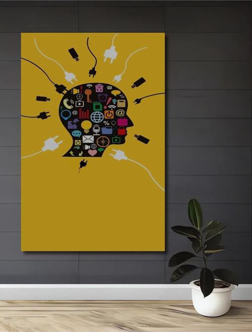 Dijital Bağlantılar Soyut Sanat Dekoratif Ahşap Mdf Dikdörtgen Ev,İşyeri Duvar Tablo