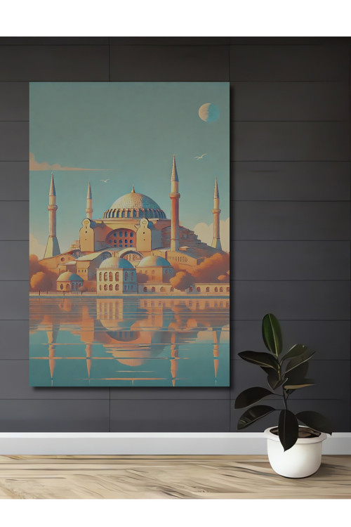Ayasofya Camii Sanat Görünümlü Ahşap Mdf Dekoratif Dikdörtgen Ev,İşyeri Duvar Tablo