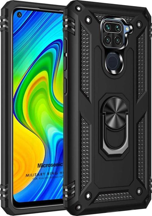 Xiaomi Redmi Note 9 Kılıf Military Ring Holder Siyah