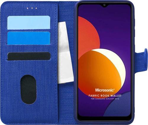 Samsung Galaxy M12 Kılıf Fabric Book Wallet Lacivert