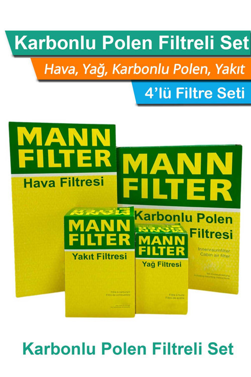 Mercedes GLC 250d X253 MANN Filtre Bakım Seti 2015-2019 Hava+Yağ+Yakıt+Karbonlu Polen