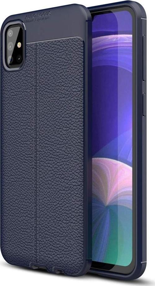 Samsung Galaxy A51 Kılıf Deri Dokulu Silikon Lacivert