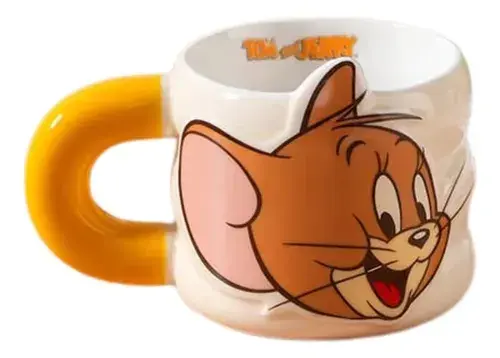 Tom ve Jerry Seramik Kupa Bardak – Jerry Desenli (Sarı Kulplu) CL-778