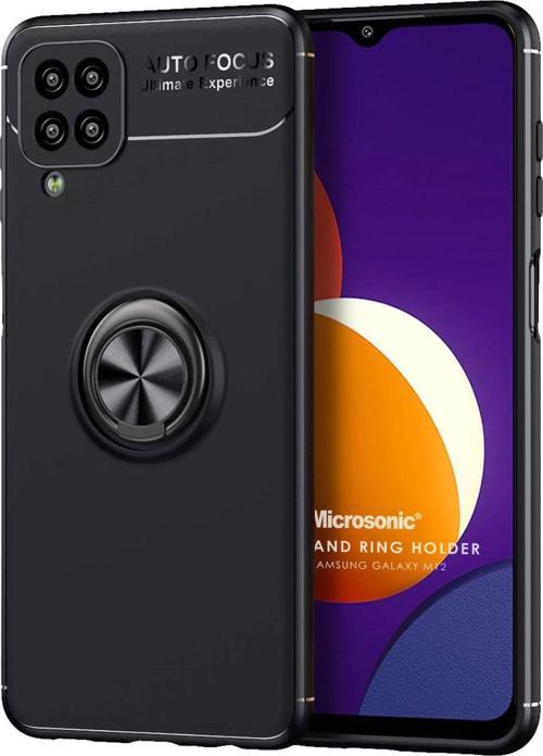 Samsung Galaxy M12 Kılıf Kickstand Ring Holder Siyah