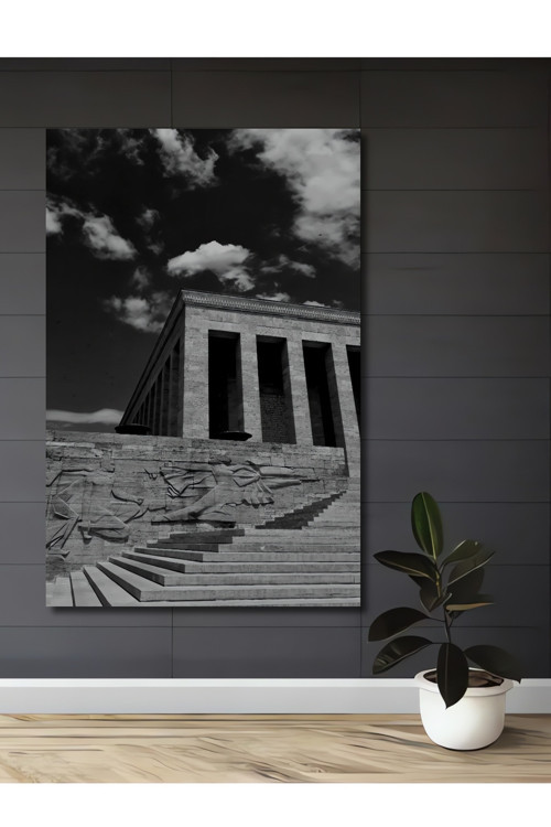Anıtkabir Siyah Beyaz Dekoratif Ahşap Mdf Dikdörtgen Ev,İşyeri Duvar Tablo