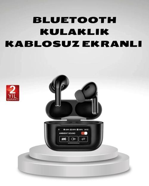 Aktif Gürültü Engelleme (ANC) Kablosuz Bluetooth Kulaklık – Dijital Ekranlı Dokunmatik ve Uzun Pil Ö