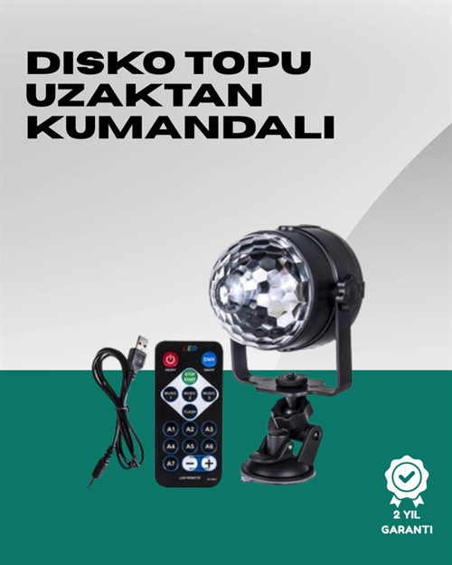 7 Farklı Aydınlatma Modu ve Ses Sensörlü Disko Topu Lambası