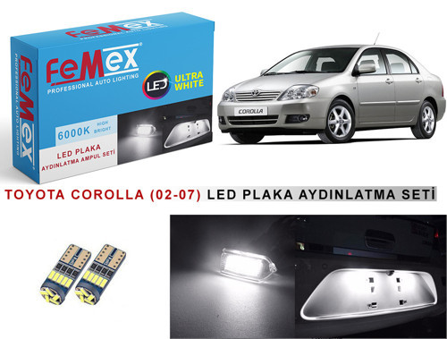 Toyota Corolla (2002-2007) LED Plaka Aydınlatma Ampul Seti FEMEX Parlak Beyaz