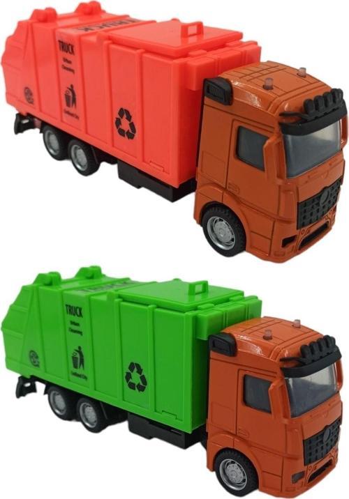 Metal Kasalı Oyuncak Çöp Kamyonu Çek Bırak Özellikli Metal Çöp Kamyonu 21Cm.
