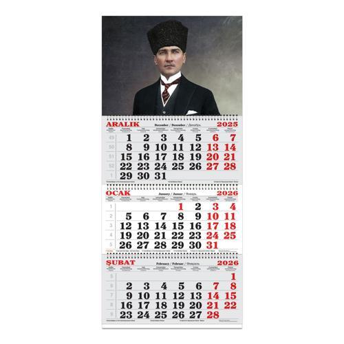 Keskin 2026-3 Aylık Spiralli Jumbo Denizci Takvim-Atatürk 1