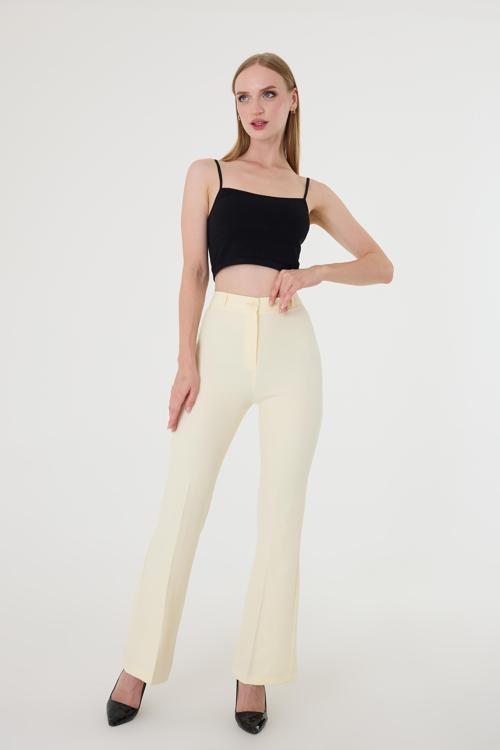 Kadın Sarı İspanyol Paça Pantolon