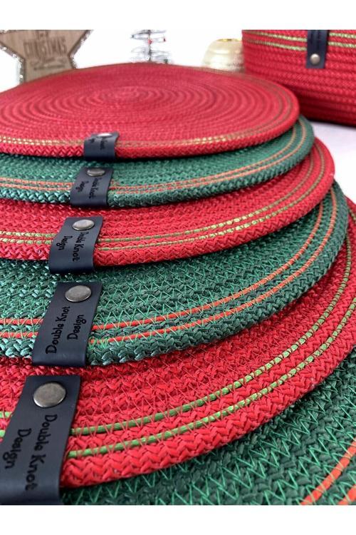 4 Adet Tress Supla Amerikan Servis (2 Kırmızı 2 Yeşil) Hediyelik