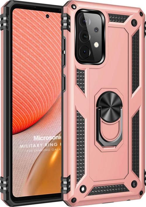 Samsung Galaxy A52 Kılıf Military Ring Holder Rose Gold