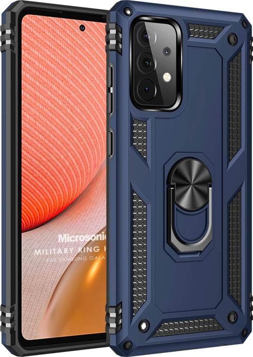 Samsung Galaxy A52 Kılıf Military Ring Holder Lacivert
