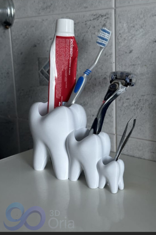 3'Lü Diş Şeklinde Diş Fırçalık & Özel Tasarım & Kullanışlı Diş Fırçalık & Set Şeklinde 10 X 16 Cm