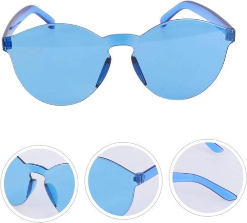 Sert Mika Oval Şekilli Çerçevesiz Mavi Gözlük Retro Parti 5x14 Cm