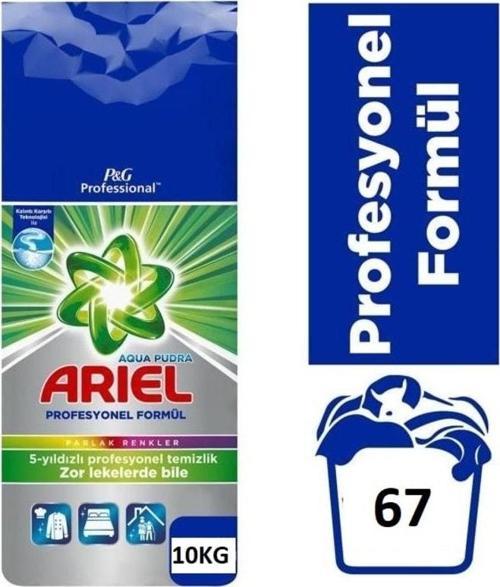 Professional Aqua Pudra Parlak Renkler 10 Kg Toz Çamaşır Deterjanı 67 Yıkama