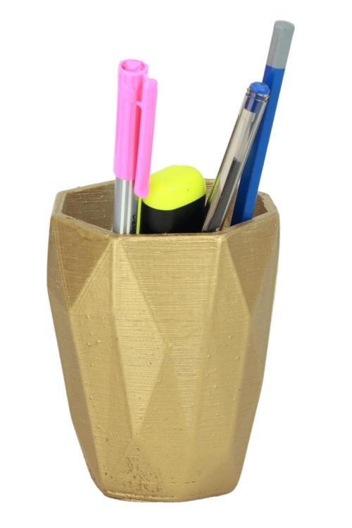 Kalemlik Altın Renk Masa Kalemliği Organizer Kalemlik Dönen Uzun Poly Model