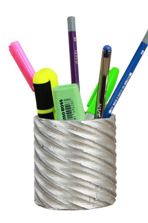 Kalemlik Gümüş Renk Masa Kalemliği Organizer Kalemlik Çapraz Model