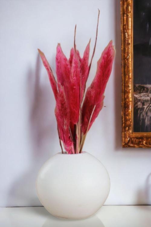 Dekoratif Vazo El Yapımı Beyaz Renk Model 17